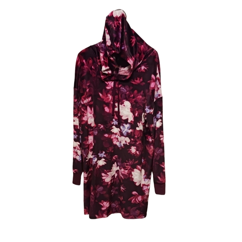 Simply Vera Wang Soft & Cozy Abstract Hooded Velour Pullover Sweater SM Oversize